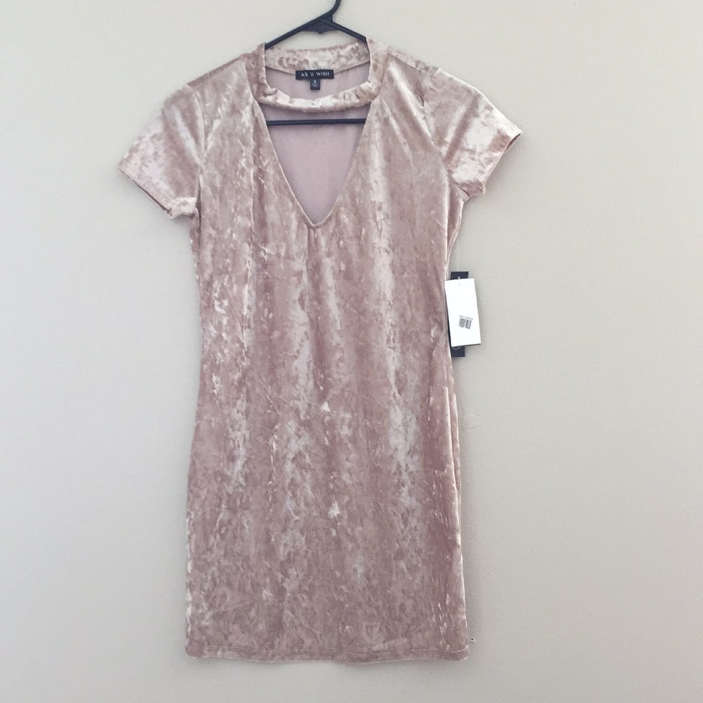 Fitted crushed velvet t shirt dress